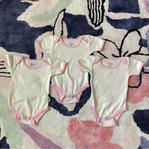 Tadpoles (SET OF 3) Bodysuits Short Sleeved Organic Cotton Pink Trim 0-3 Months